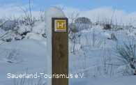 Sauerland-Höhenflug-Pfosten im Schnee